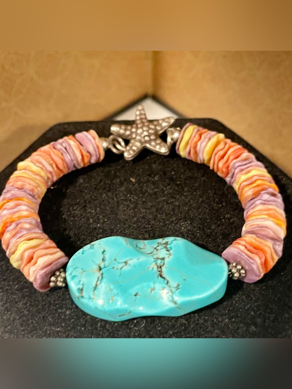 Turquoise, Oyster Shell and Sterling Bracelet